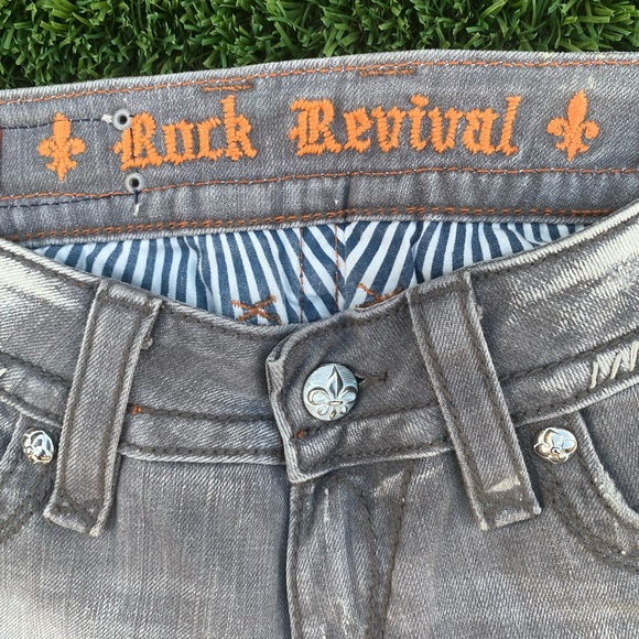 Women’s Gray Rock Revival Jeans - Size 28 - Picture 2 of 8